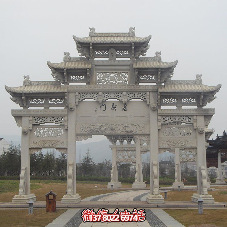 傳承古城文脈，精美石雕牌坊仿古門樓雕塑
