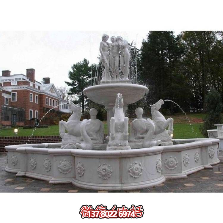 超大型大理石噴泉水景，營造完美別墅廣場