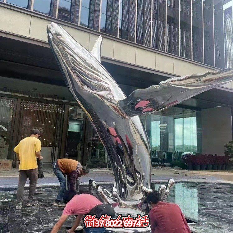 大型不銹鋼鏤空魚類擺件，為戶外水景商場售樓部裝飾