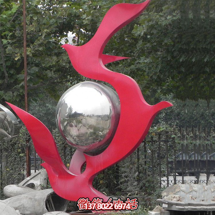 不銹鋼抽象鴿子雕塑，為您的園林景觀增添高雅氣息