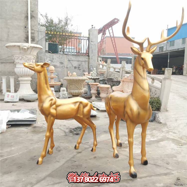 高雅優美的梅花鹿雕塑，提升小區、別墅及戶外景觀美感