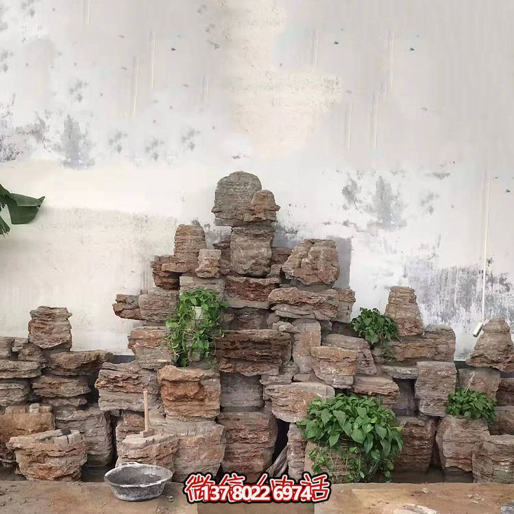 室內(nèi)景觀設計，精美石雕塑擺放奇石假山