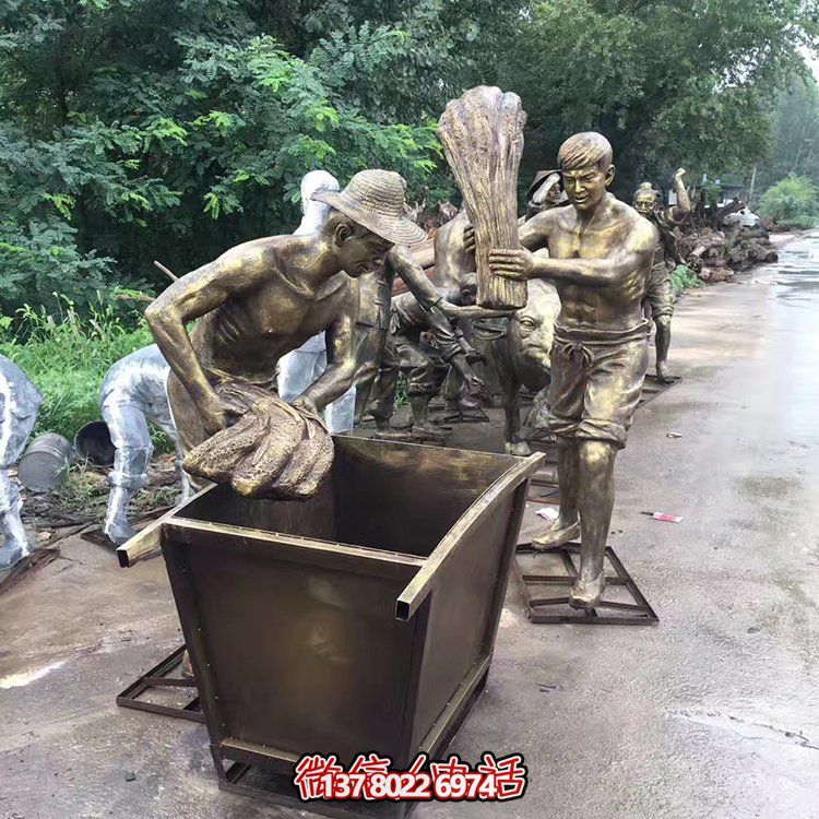 中國民俗——打麥子、勞動、人物雕塑