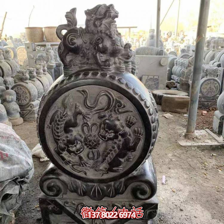 仿古青石石雕抱鼓雕塑，裝點(diǎn)庭院門口