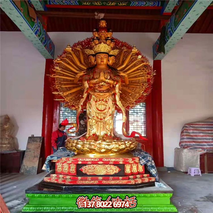 千手觀(guān)音貼金銅雕雕塑