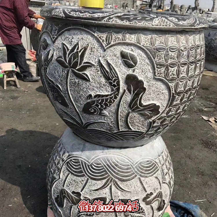 古典中式仿古石雕花盆，為您的庭院增添古風雅致