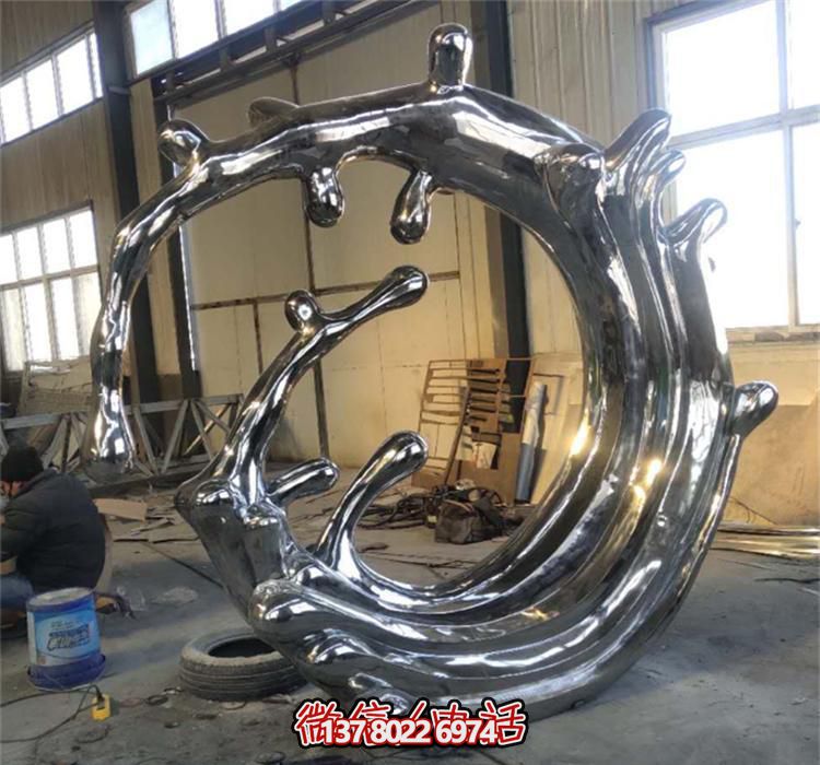 不銹鋼海浪雕塑，鏡面裝飾公園