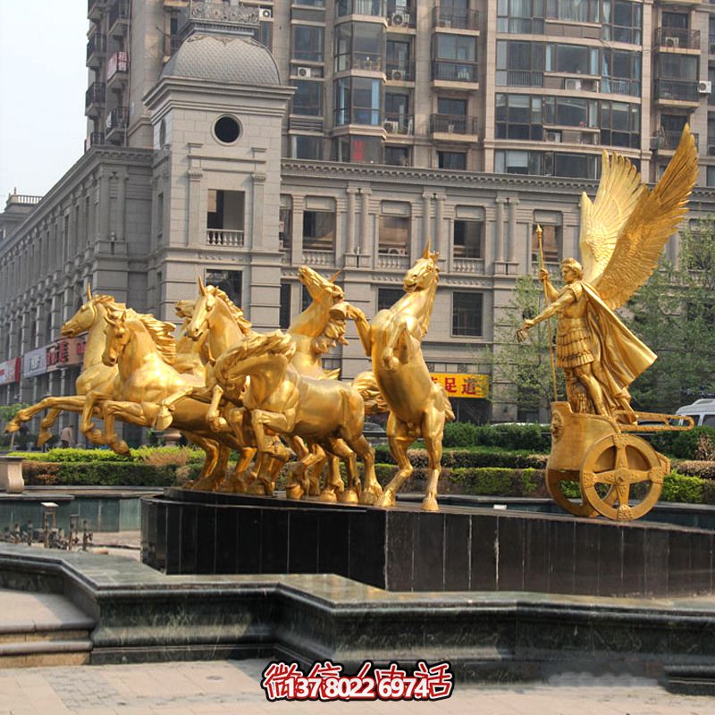 小區(qū)大門(mén)阿波羅戰(zhàn)車(chē)鎏金景觀銅雕阿波羅雕塑