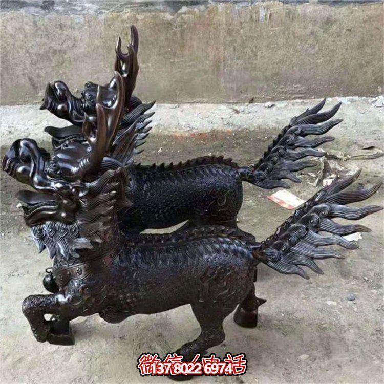 酒店廣場(chǎng)門(mén)口黃銅麒麟擺件雕塑