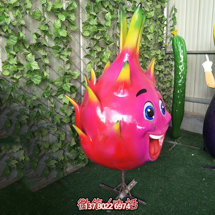 玻璃鋼火龍果，火龍果卡通公仔