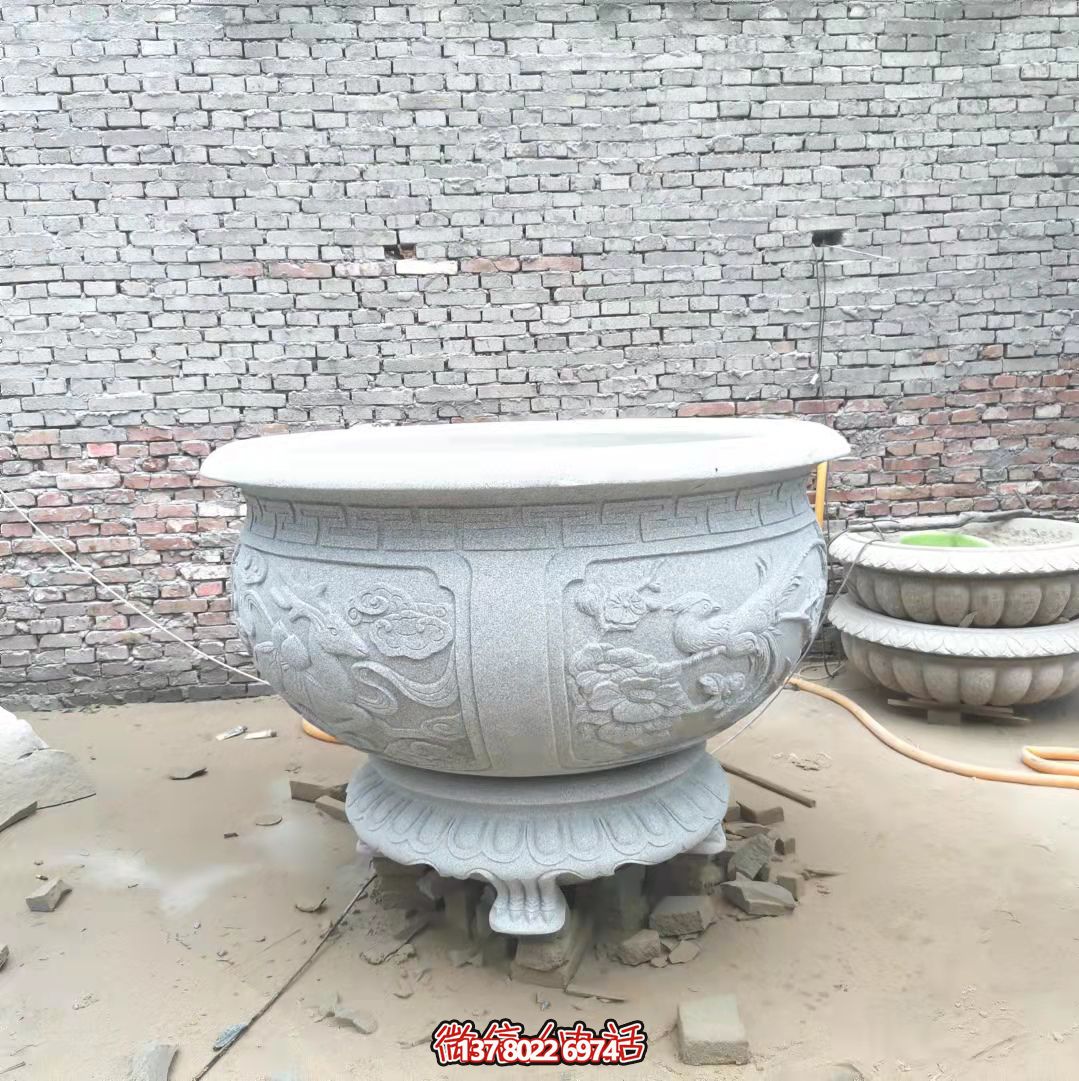 漢白玉雕花水缸魚(yú)缸