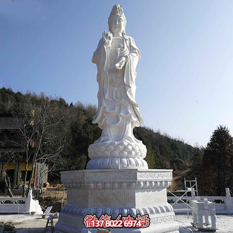 觀音佛像，漢白玉滴水觀音石雕石像