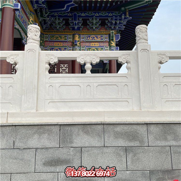 景區(qū)裝飾漢白玉石雕防護欄板河道石欄桿