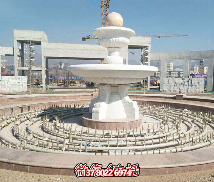 廣場景觀漢白玉風(fēng)水球噴泉石雕